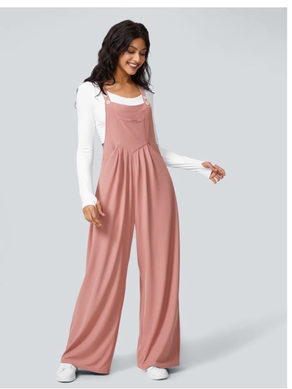 NWT Halara Large Waffle Casual Overalls Stretchy Rose Tan